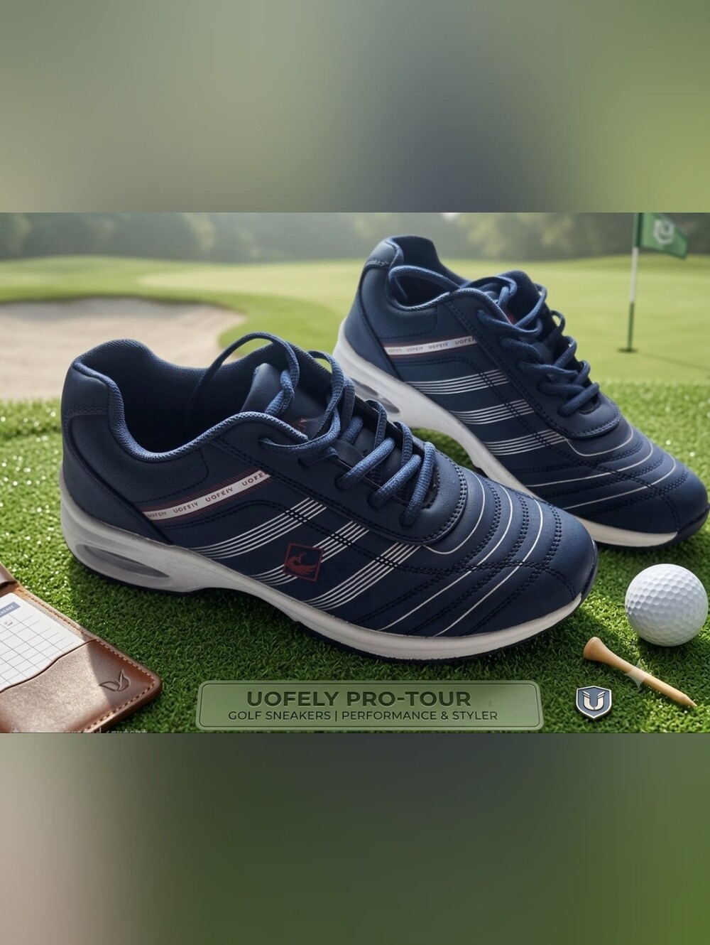 UOFEIY Pro Tour Men's Air Cushion Golf Athletic Shoes Blue/White Sz EU40/ US 7.5